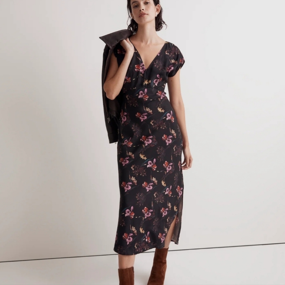 Madewell Wide V-Neck Midi Dress NO090 Size 0 NWT